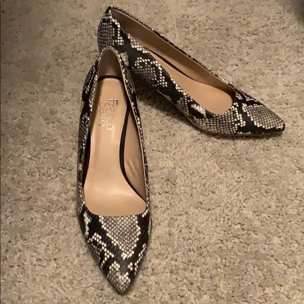 Franco Sarto Snake Skin Chunky Heels
